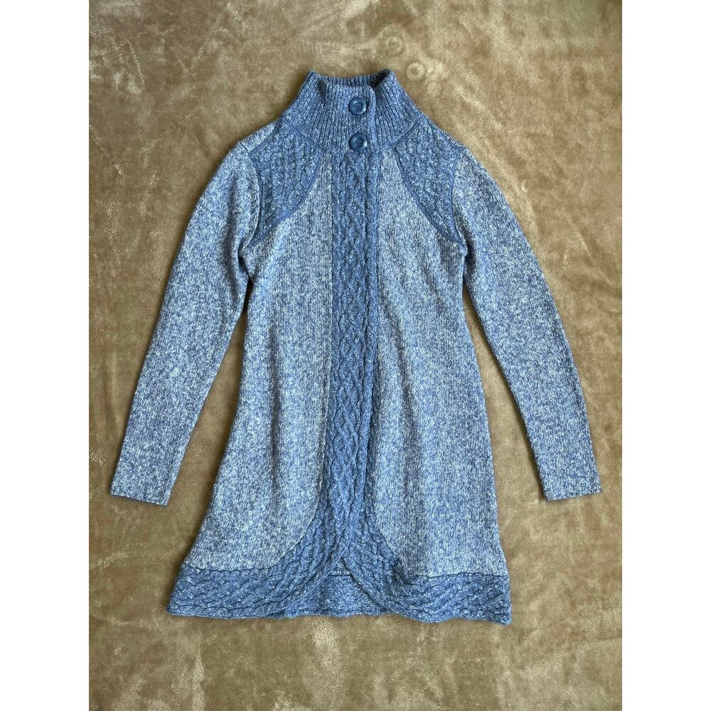 Prana Angelica Duster Long Button‎ Up Cardigan Sweater Blue Women's Size Small